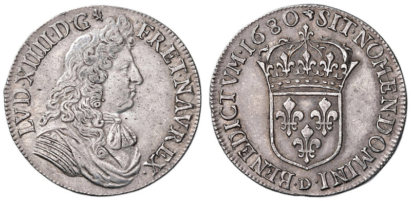 FRANCIA Luigi XIV (1643-1715) Mezzo Ecu 1680 D - C. 1972 AG (g 13,61) RR
SPL