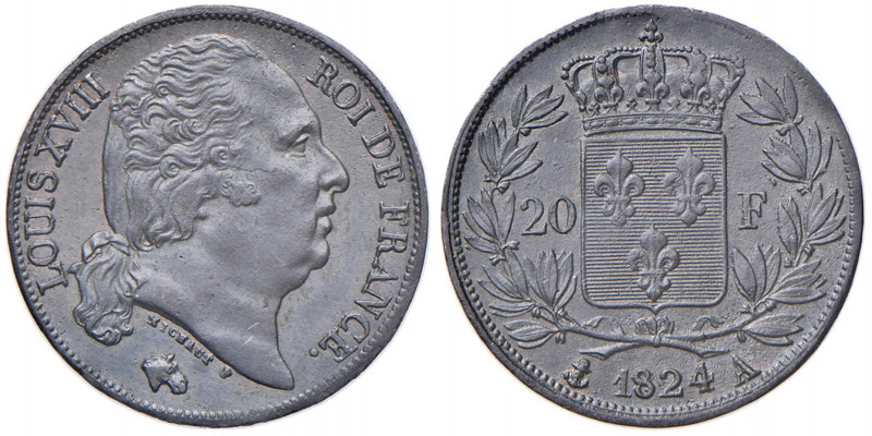 FRANCIA Luigi XVIII (1815-1824) Prova del 20 Franchi 1824 A - PB (g 3,90) RRR
S...