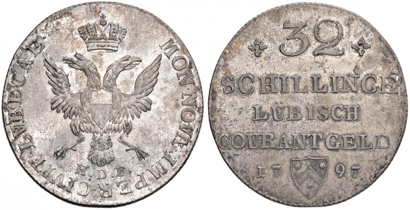 GERMANIA Lubecca - 32 Schillinge 1797 - Behrens 303b AG (g 18,31)
qFDC