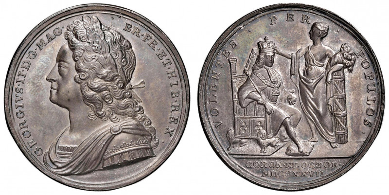 INGHILTERRA Giorgio II (1727-1760) Medaglia 1727 per l'incoronazione - Eimer 510...
