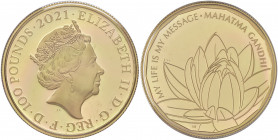 INGHILTERRA Elisabetta II (1952-) 100 Pounds 2021 Mahatma Gandhi - AU (g 31,21) In confezione originale e con certificato.
FS