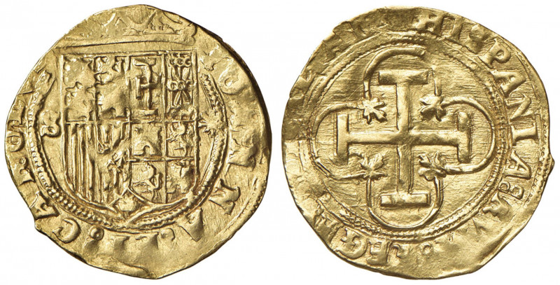 SPAGNA Carlo I e Giovanna (1516-1556) Escudo S - Fr. 153 AU (g 3,38) Ondulazioni...