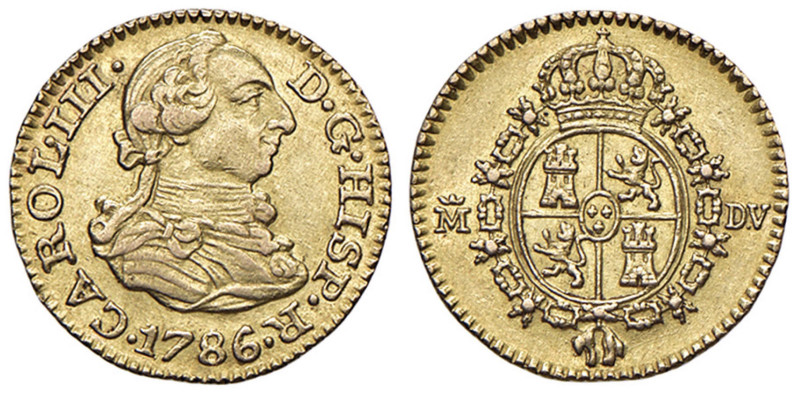 SPAGNA Carlo III (1759-1788) Mezzo escudo 1786 MDV - KM 425.1 AU (g 1,77)
SPL