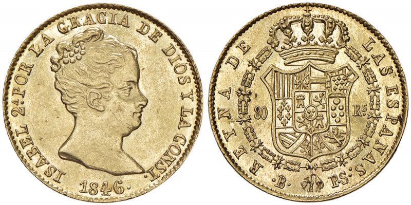 SPAGNA Isabella II (1833-1868) 80 Reales 1846 B - Fr. 324; KM manca AU (g 6,77)...