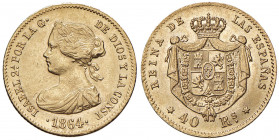 SPAGNA Isabella II (1833-1868) 40 Reales 1864 - KM 618.1 AU (g 3,34)
SPL-FDC