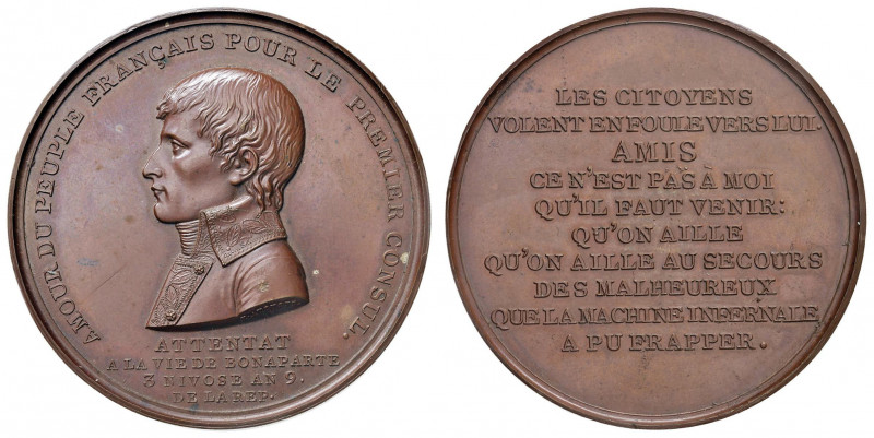 MEDAGLIE DI ETA’ NAPOLEONICA Medaglia 1800 Attentato a Bonaparte nella Rue Saint...