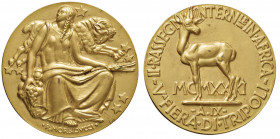MEDAGLIE FASCISTE - Medaglia per la II rassegna internazionale in Africa V Fiera di Tripoli 1931 - Opus: Morbiducci - AE dorato (g 58,83 - Ø 50 mm)
q...
