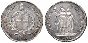 GENOVA Repubblica Ligure (1798-1805) 2 Lire 1798 A. I - MIR 381 AG (g 8,34) RR Ex Nomisma 28, lotto 211 con questa definizione: Una modesta imperfezio...