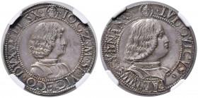 MILANO Gian Galeazzo Maria Sforza e Ludovico Maria Sforza detto (1481-1494) Testone - MIR 221 AG (g 9,68) R Stupenda e affascinante moneta corredata d...