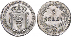 MILANO Giuseppe II (1780-1790) 5 Soldi 1787 - MIR 439/4 AG (g 1,55)
 FDC
