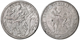 Alessandro VII (1655-1667) Piastra variante con San Pietro nimbato - Munt. 7 var. 1 AG (g 31,92) RR
BB