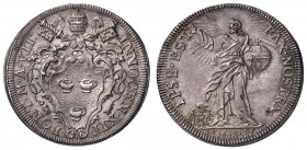 Innocenzo XII (1691-1700) Testone 1698 Anno VII - Munt. 41 AG (g 9,09) R Piccole screpolature di conio al D/ e al R/.
qFDC