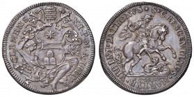 Clemente XI (1700-1721) Mezza piastra 1704 Anno IIII - Munt. 57 AG R Splendido esemplare con una delicata patina di vecchia raccolta.
 qFDC