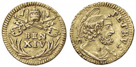 Benedetto XIV (1740-1758) Mezzo scudo d’oro - Munt. 41 AU (g 0,90)
BB