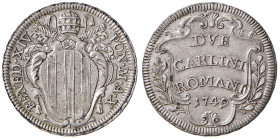 Benedetto XIV (1740-1758) 2 Carlini 1749 Anno X - MI (g 4,72) RR Graffietti.
SPL