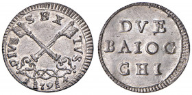 Pio VI (1774-1799) 2 Baiocchi 1794 - Munt. 92b MI (g 1,28) Graffietti.
FDC-FDC