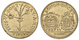 Pio VI (1775-1799) Bologna - 2 Doppie 1787 - Munt. 170 AU (g 10,95) R Minimi graffietti, ma bellissimo esemplare.
SPL+/qFDC
