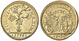 Pio VI (1775-1799) Bologna - Doppia 1778 - Munt. 175 AU (g 5,46) R Minima schiacciatura marginale.
SPL-FDC