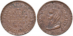 Pio VI (1774-1799) San Severino - Madonnina 1797 Anno XXIII - Munt. 401 CU (g 15,51) RR Minime ossidazioni verdi. Il Muntoni fa notare che per incisio...