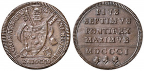 Pio VII (1800-1823) Baiocco 1801 Anno I del Possesso - Nomisma 53 CU (g 12,64)
qFDC