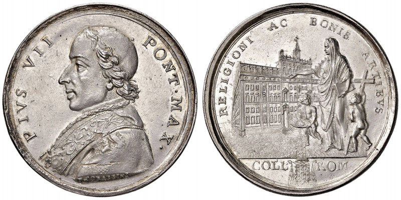 Pio VII (1800-1823) Medaglia premio senza data per gli alunni del collegio roman...