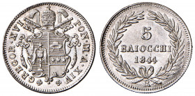 Gregorio XVI (1831-1846) 5 Baiocchi 1844 Anno XIV - Nomisma 496 AG (g 1,34) R
FDC
