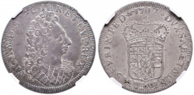 Vittorio Amedeo II (1713-1718) 3 Lire 1717 - MIR 881a AG RR Bell'esemplare con una patina omogenea di vecchia raccolta. In slab NGC AU50 numero 209333...