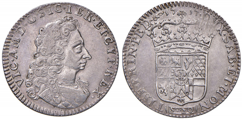Vittorio Amedeo II (1713-1718) Lira 1717 - MIR 886a AG (g 6,08) RR
SPL