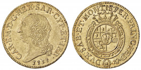 Carlo Emanuele III (1730-1773) Doppia 1757 - Nomisma 114 AU (g 9,61) RR
SPL/qFDC