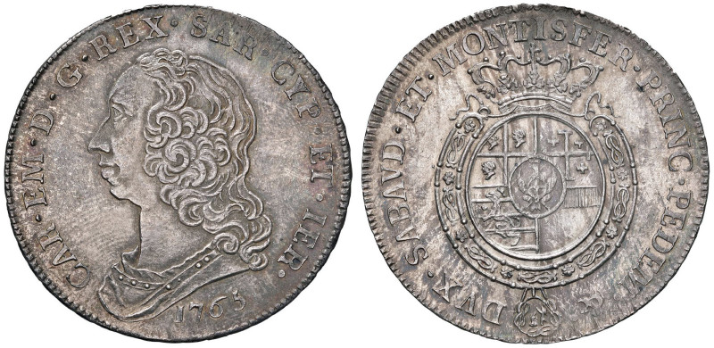 Carlo Emanuele III (1730-1773) Scudo 1765 - Nomisma 157 AG (g 35,22) Bellissimo ...