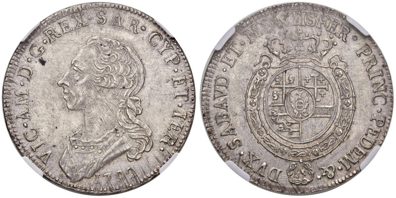 Vittorio Amedeo III (1773-1796) Mezzo scudo 1792 - Nomisma 344; MIR 988s AG (g 1...