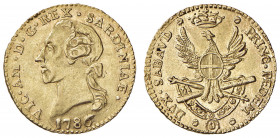 Vittorio Amedeo III (1773-1796) Quarto di doppia 1786 - Nomisma 323 AU (g 2,26) RR
SPL+/qFDC