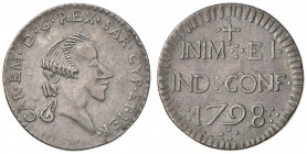 Carlo Emanuele IV (1796-1802) Monetazione per la Sardegna - Reale 1798 - Nomisma 496 MI (g 2,90) RR Di insolita conservazione per questo tipo di monet...