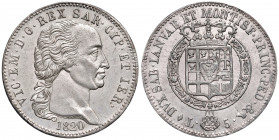 Vittorio Emanuele I (1802-1821) 5 Lire 1820 - Nomisma 519 AG R Insignificante segnetto sul naso al D/ ma di conservazione eccezionale.
 FDC