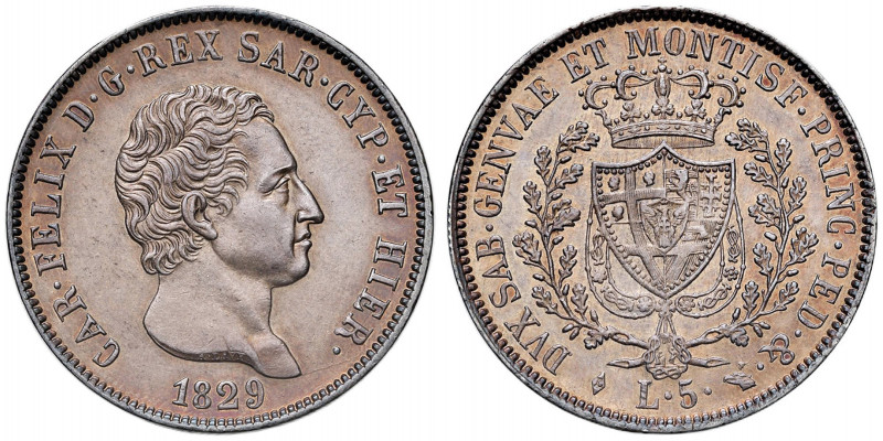 Carlo Felice (1821-1831) 5 Lire 1829 T - Nomisma 571 AG
SPL+/qFDC