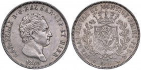 Carlo Felice (1821-1831) 5 Lire 1830 T L - Nomisma 573 AG Bellissima patina.
FDC