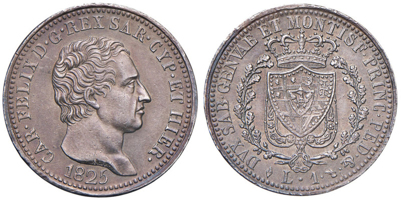 Carlo Felice (1821-1831) Lira 1825 T - Nomisma 589 AG
SPL+/qFDC