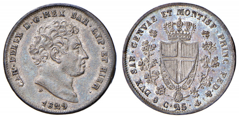 Carlo Felice (1821-1831) 25 Centesimi 1829 G - Nomisma 611 AG R
FDC