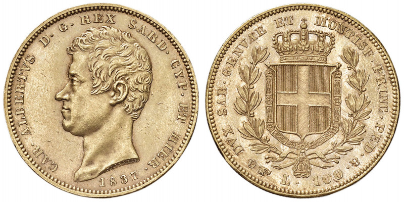 Carlo Alberto (1831-1849) 100 Lire 1837 T - Nomisma 630 AU RRR Conservazione ecc...
