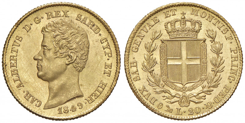 Carlo Alberto (1831-1849) 20 Lire 1849 G - Nomisma 665 AU Minimi hairlines. In r...