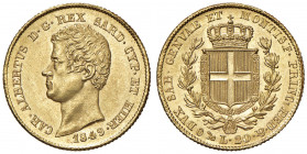 Carlo Alberto (1831-1849) 20 Lire 1849 G - Nomisma 665 AU Minimi hairlines.
FDC