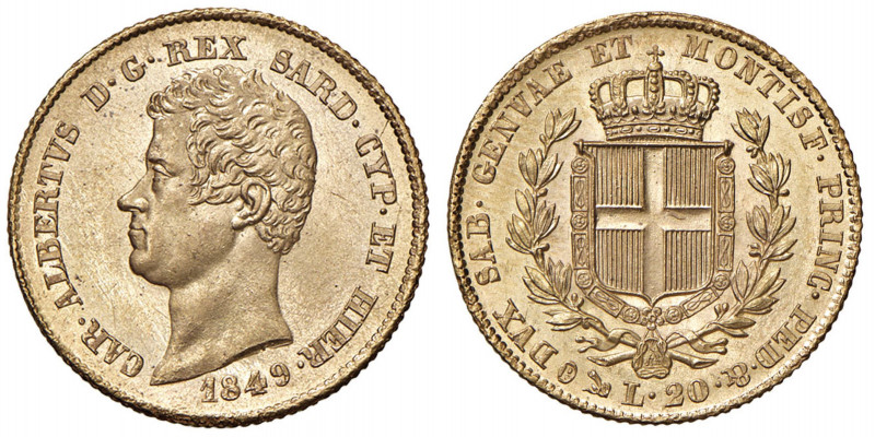 Carlo Alberto (1831-1849) 20 Lire 1849 G - Nomisma 665 AU (g 6,45)
FDC
