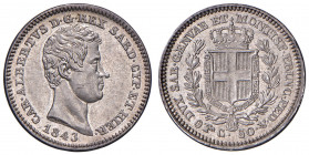 Carlo Alberto (1831-1849) 50 Centesimi 1843 T - Nomisma 733 AG RR Conservazione eccezionale!
FDC