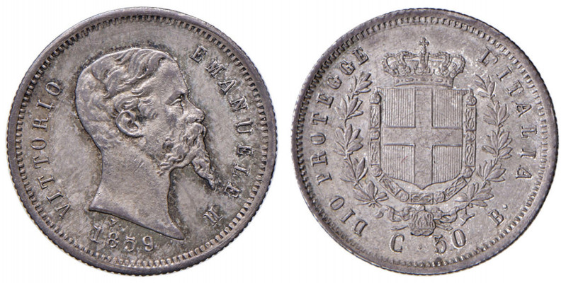 Vittorio Emanuele II re eletto (1859-1861) 50 Centesimi 1859 B - Nomisma 834 AG ...