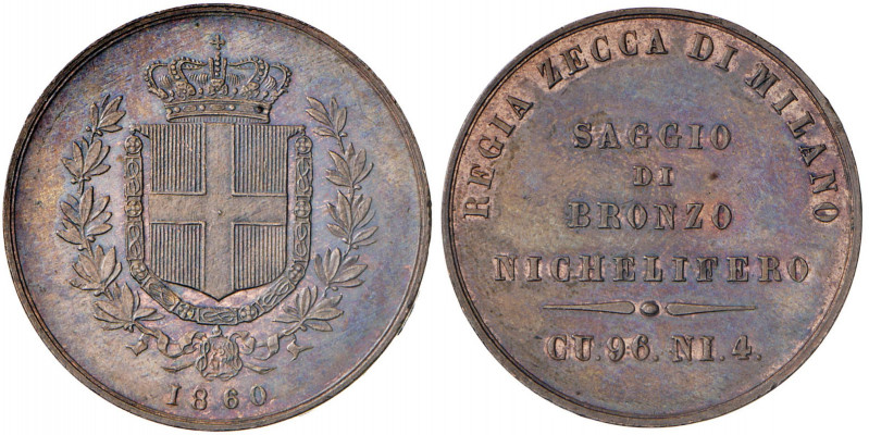Studi per la monetazione del Regno (1860-1861) Milano - Saggio di bronzo nicheli...