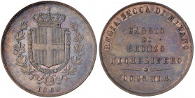 Studi per la monetazione del Regno (1860-1861) Milano - Saggio di bronzo nichelifero 1860 - Luppino PP 46 CU (g 5,01 - Ø 15 mm) RR In regime ordinario...