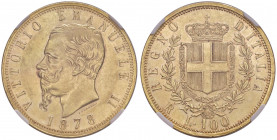 REGNO D’ITALIA Vittorio Emanuele II (1861-1878) 100 Lire 1878 R - Nomisma 845 AU RRR Tiratura di soli 294 esemplari. In slab NGC AU55 numero 5775474-0...
