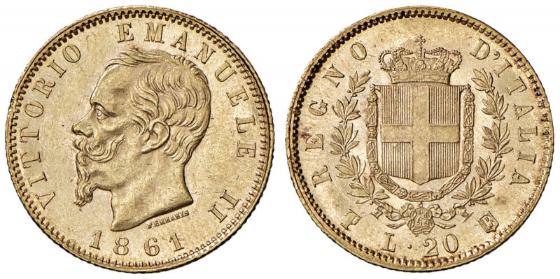 Vittorio Emanuele II (1861-1878) 20 Lire 1861 T su F - Nomisma 848 AU R Insignif...