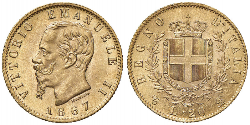 Vittorio Emanuele II (1861-1878) 20 Lire 1867 T - Nomisma 854 AU Conservazione e...