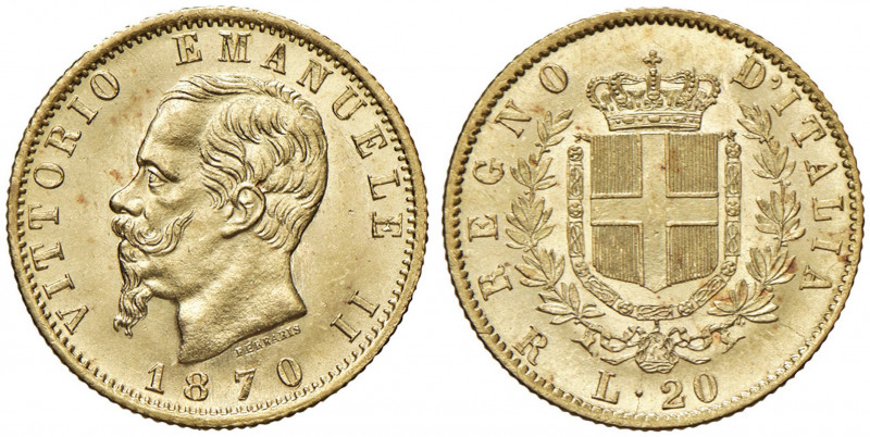 Vittorio Emanuele II (1861-1878) 20 Lire 1870 R - Nomisma 857 AU RRR Esemplare d...